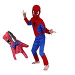 Jucarii, Copii si Bebe - Jucarii si jocuri - Jucarii de rol - Masti si costume copii - Set costum Spiderman, marime 5-7 ani, doua lansatoare si masca plastic LED, rosu - Infinity.ro