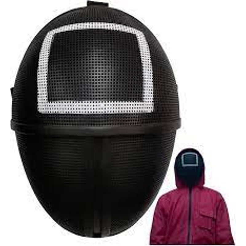 Casa si Gradina - Decoratiuni - Decoratiuni petrecere - Masti si costume carnaval - Masca de plastic, Jocul Calamarului, Patrat, plastic, negru, 24.5 cm - Infinity.ro