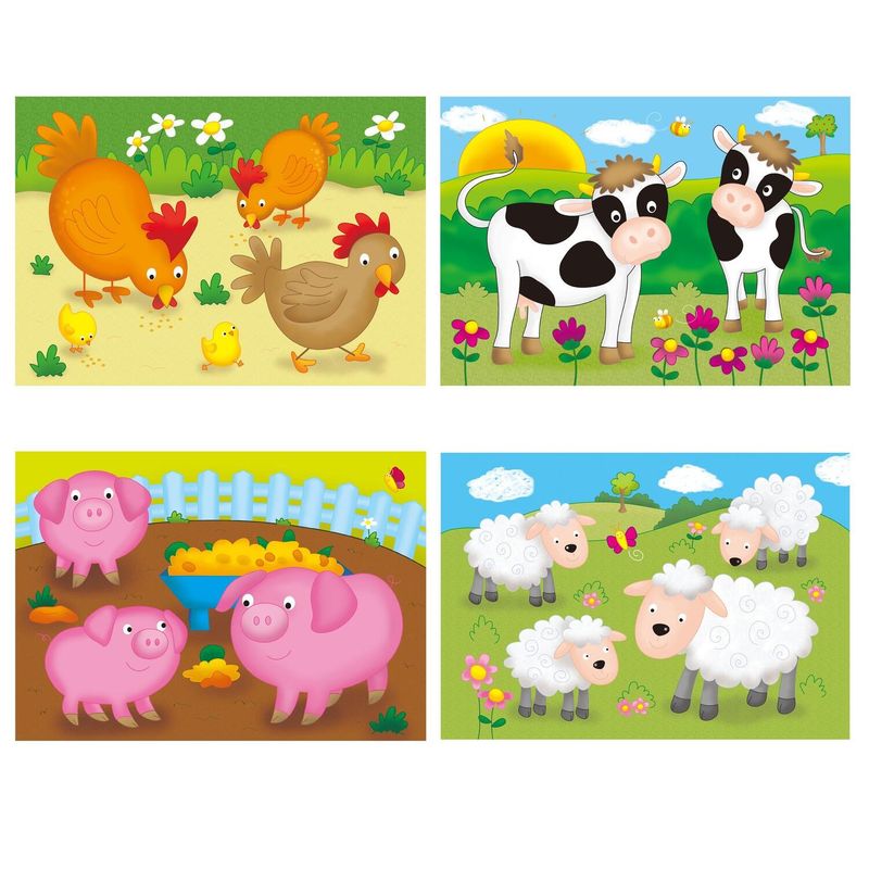 Jucarii, Copii si Bebe - Jucarii si jocuri - Jocuri si puzzle - Puzzle - Set 4 puzzle-uri Animale de la ferma (4, 6, 8, 12 piese) - Infinity.ro