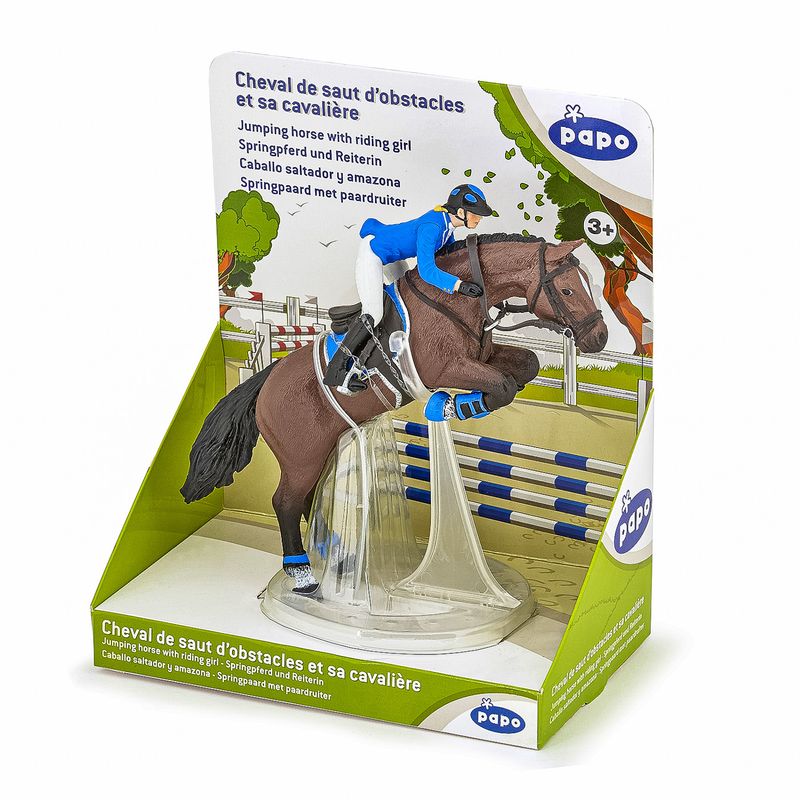 Jucarii, Copii si Bebe - Jucarii si jocuri - Figurine - Papo figurina cal sarind cu jocherita - Infinity.ro