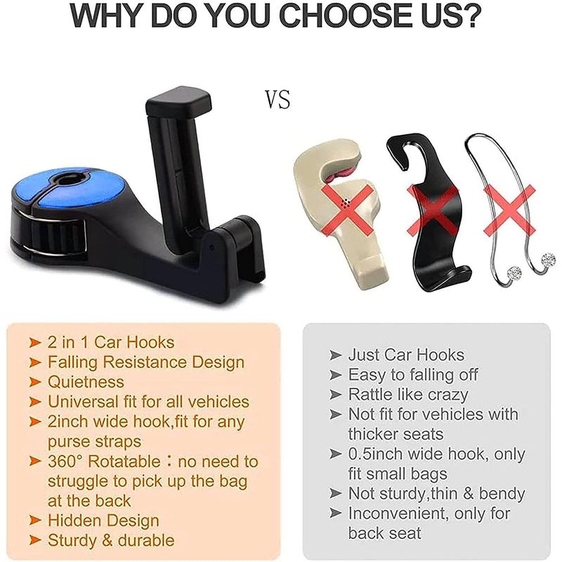 Auto si Moto - Anvelope si jante - Jante auto - Carlig multifunctional  pentru agatarea gentilor, hainelor, telefoanelor in masina, YDM, albastru - Infinity.ro