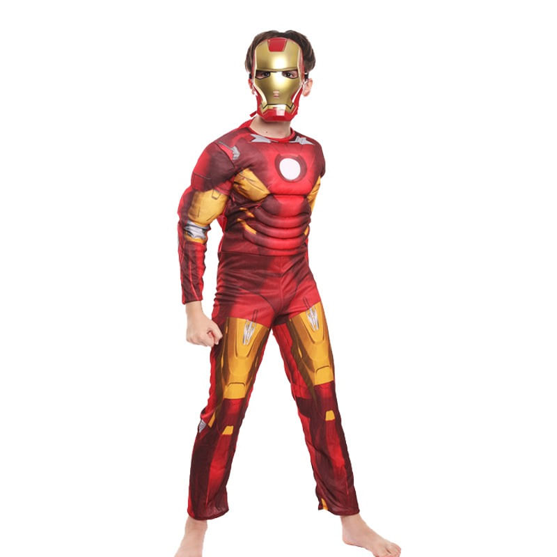 Jucarii, Copii si Bebe - Jucarii si jocuri - Jucarii de rol - Masti si costume copii - Costum cu muschi Iron Man pentru baiat 100-120 cm 3-5 ani - Infinity.ro