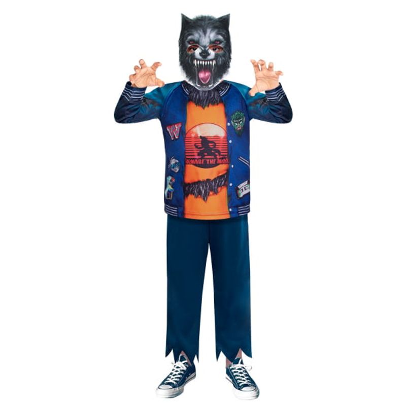 Jucarii, Copii si Bebe/Jucarii si jocuri/Jucarii de rol/Masti si costume copii - Costum varcolac cu masca pentru copii 4-6 ani 110 cm - Infinity.ro