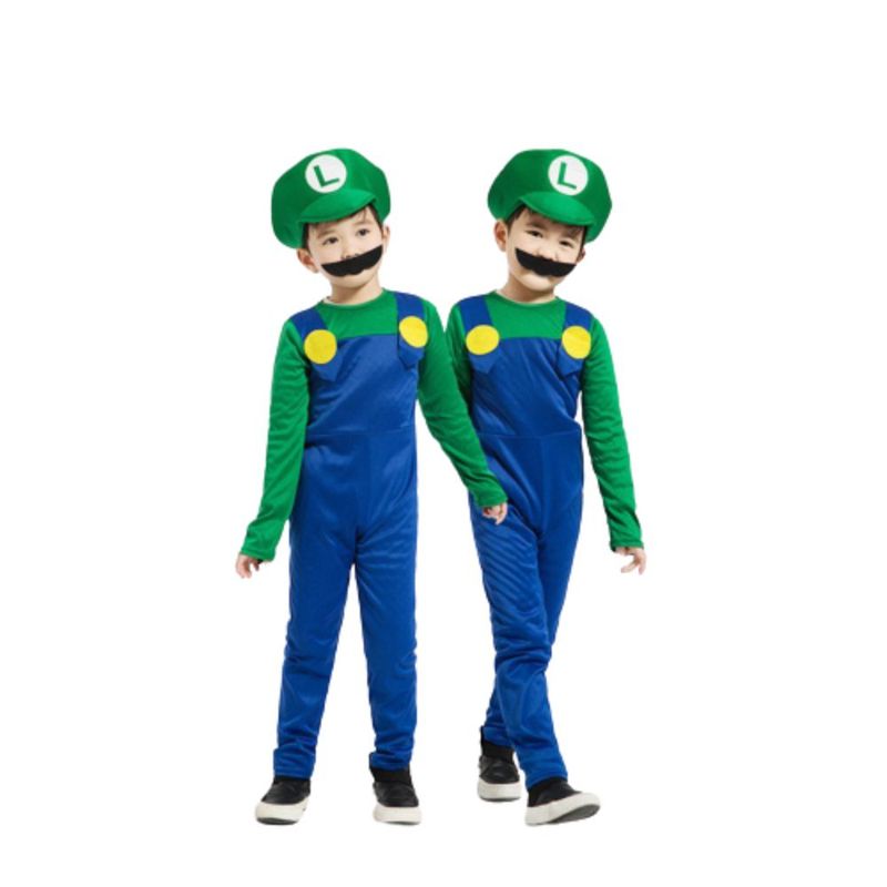 Jucarii, Copii si Bebe - Jucarii si jocuri - Jucarii de rol - Masti si costume copii - Costum Luigi Super Mario pentru copii 3-5 ani 90-115 cm - Infinity.ro