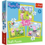 Jucarii, Copii si Bebe - Jucarii si jocuri - Jocuri si puzzle - Puzzle - Puzzle Trefl 3 in 1 Peppa Pig o zi aniversara - Infinity.ro