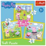 Jucarii, Copii si Bebe - Jucarii si jocuri - Jocuri si puzzle - Puzzle - Puzzle Trefl 3 in 1 Peppa Pig o zi aniversara - Infinity.ro