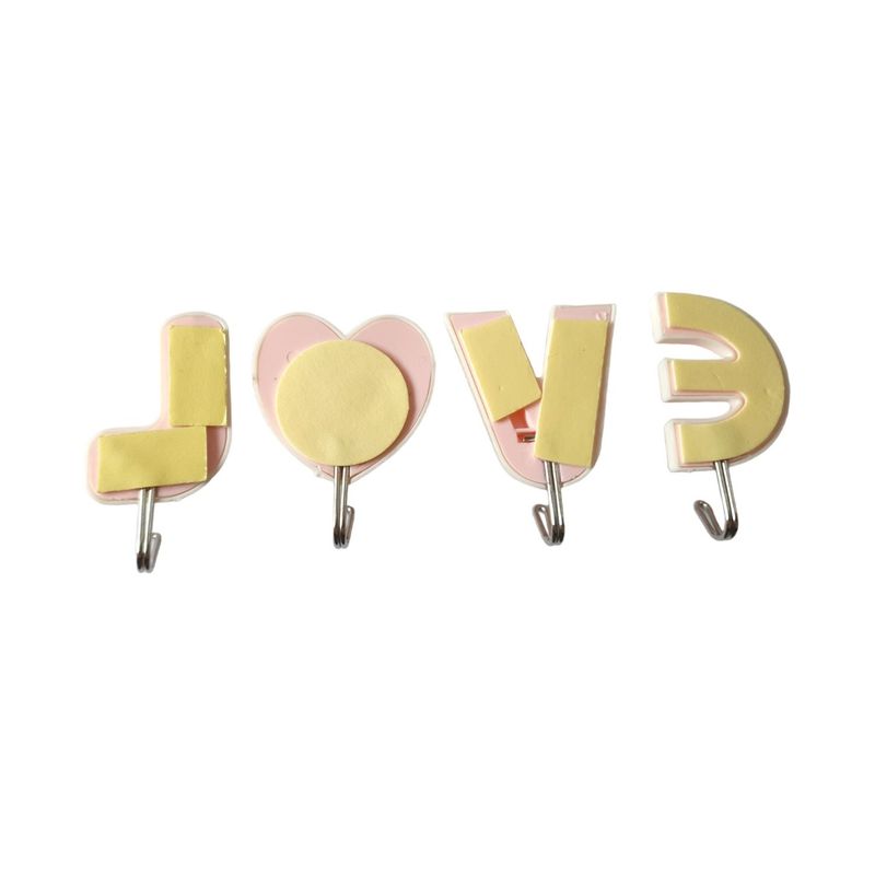 Casa si Gradina - Sanitare - Suporturi si accesorii baie - Accesorii baie - Set 4 cuiere pentru baie sau bucatarie, roz, WC-129 - Infinity.ro