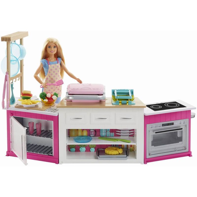 Jucarii, Copii si Bebe - Jucarii si jocuri - Papusi si accesorii - Papusi - Papusa Barbie cu set de joaca bucatarie - Infinity.ro