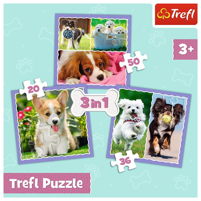 Jucarii, Copii si Bebe - Jucarii si jocuri - Jocuri si puzzle - Puzzle - Puzzle Trefl 3 in 1 catelusii adorabili - Infinity.ro