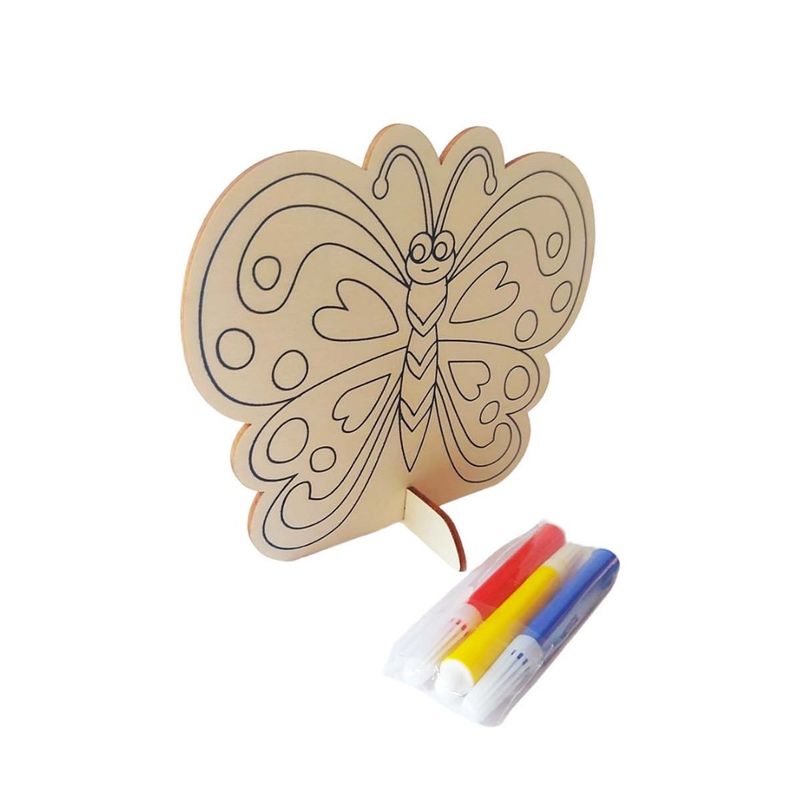 Jucarii, Copii si Bebe - Jucarii si jocuri - Jucarii & jocuri educative - Seturi pictura si desen - Pictura pe lemn, model Fluture, 14 cm, 2012LF - Infinity.ro