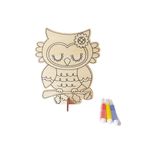Jucarii, Copii si Bebe - Jucarii si jocuri - Jucarii & jocuri educative - Seturi pictura si desen - Pictura pe lemn, model Bufnita, 14 cm, 207LF - Infinity.ro