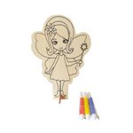 Jucarii, Copii si Bebe - Jucarii si jocuri - Jucarii & jocuri educative - Seturi pictura si desen - Pictura pe lemn, model Zana, 15 cm, 204LF - Infinity.ro