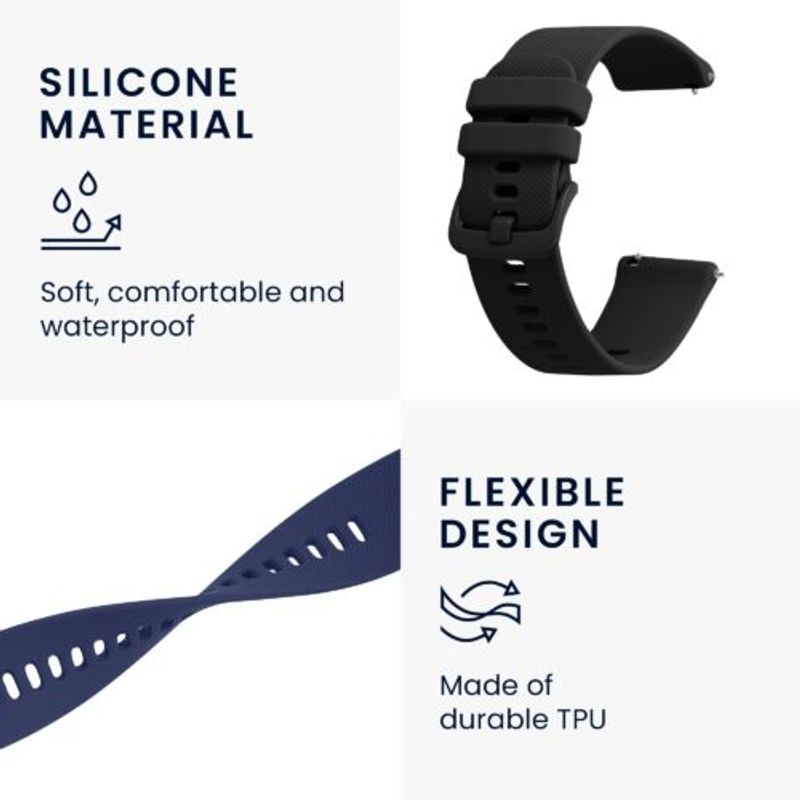 Laptop, Telefoane si Tablete - Wearables si gadgeturi - Wearables - Accesorii wearables - Set 2 curele pentru Blackview X1, Kwmobile, Negru/Albastru, Silicon, 58170.01 - Infinity.ro
