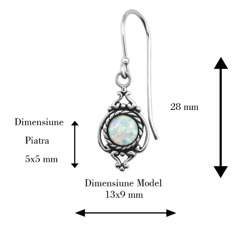 Fashion, accesorii si bijuterii - Femei - Bijuterii femei - Cercei femei - Cercei argint cu pietre semipretioase, Opal Fire Snow, A4S23649-2 - Infinity.ro