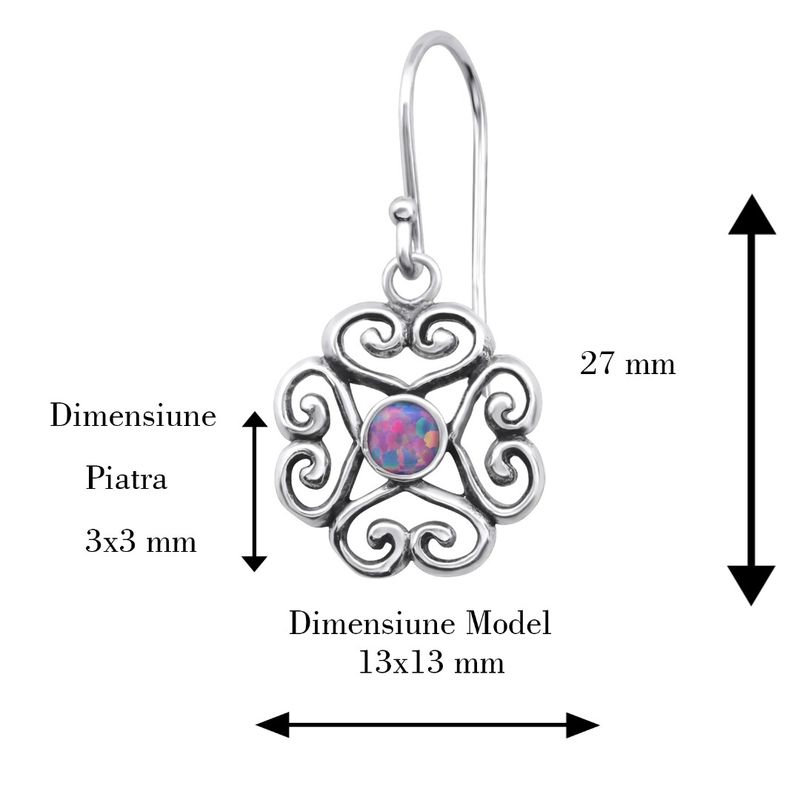 Fashion, accesorii si bijuterii - Femei - Bijuterii femei - Cercei femei - Cercei argint cu pietre semipretioase, Floare, Opal Multi Lavender, A4S26809 - Infinity.ro