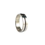 Fashion, accesorii si bijuterii - Barbati - Bijuterii barbati - Inele barbati - Inel cu dunga neagra, argintiu, argintiu,19, BR81-2 - Infinity.ro