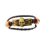 Fashion, accesorii si bijuterii - Barbati - Bijuterii barbati - Bratari barbati - Bratara din piele ecologica, model Skull, negru, BR29 - Infinity.ro