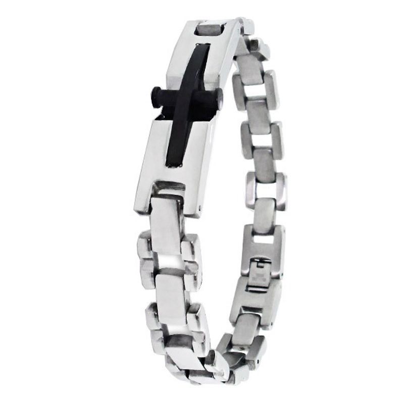 Fashion, accesorii si bijuterii - Barbati - Bijuterii barbati - Bratari barbati - Bratara din otel inoxidabil, Grad chirurgical 316L, Cross, A4S1898 - Infinity.ro