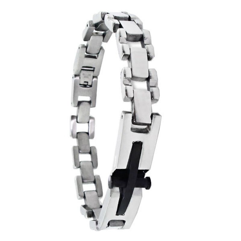 Fashion, accesorii si bijuterii - Barbati - Bijuterii barbati - Bratari barbati - Bratara din otel inoxidabil, Grad chirurgical 316L, Cross, A4S1898 - Infinity.ro