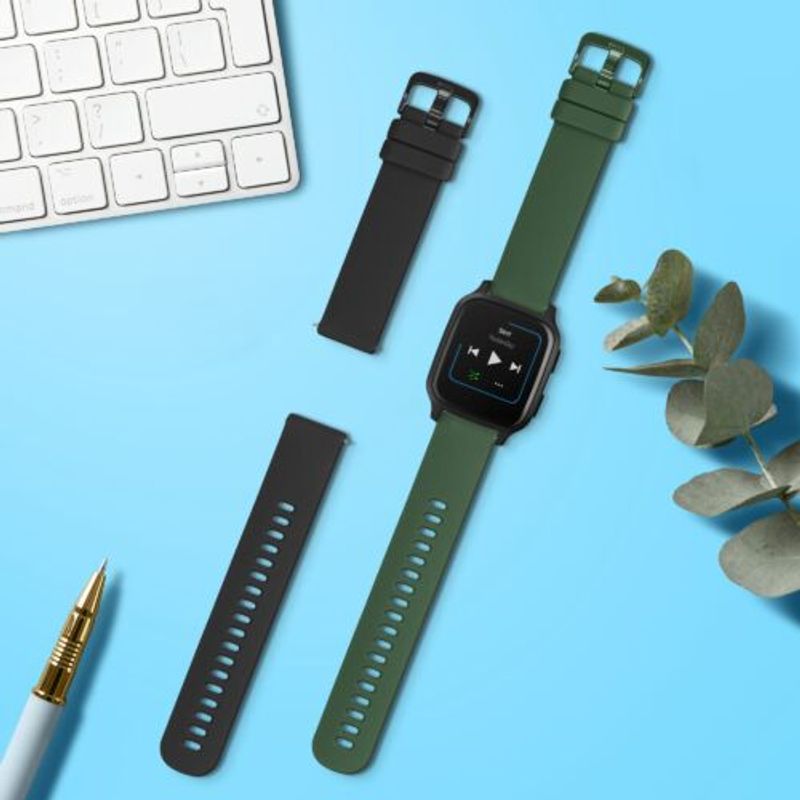 Laptop, Telefoane si Tablete - Wearables si gadgeturi - Wearables - Accesorii wearables - Set 2 curele pentru Garmin Venu Sq/Venu Sq Music, Kwmobile, Negru/Verde, Silicon, 57776.03 - Infinity.ro