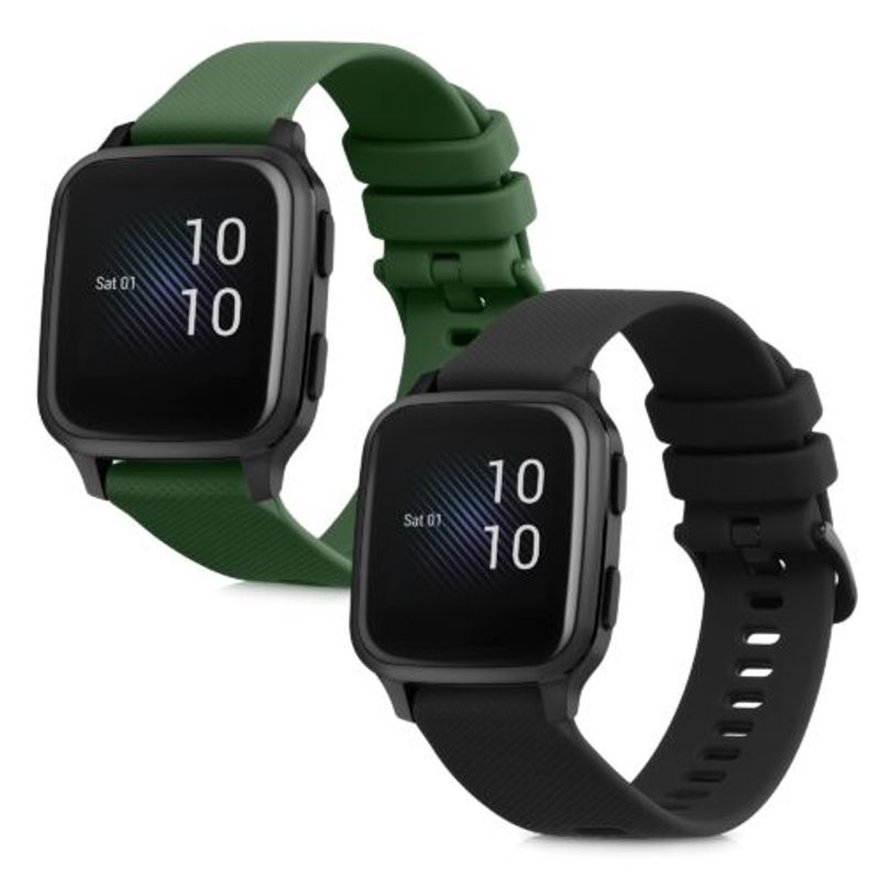Laptop, Telefoane si Tablete - Wearables si gadgeturi - Wearables - Accesorii wearables - Set 2 curele pentru Garmin Venu Sq/Venu Sq Music, Kwmobile, Negru/Verde, Silicon, 57776.03 - Infinity.ro