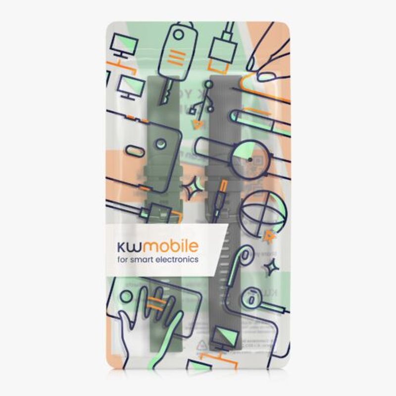 Laptop, Telefoane si Tablete - Wearables si gadgeturi - Wearables - Accesorii wearables - Set 2 curele pentru Garmin Venu Sq/Venu Sq Music, Kwmobile, Negru/Verde, Silicon, 57776.03 - Infinity.ro