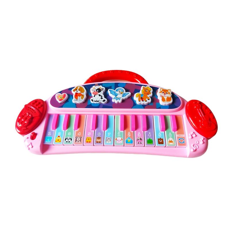 Jucarii, Copii si Bebe - Jucarii si jocuri - Jucarii de rol - Instrumente muzicale de jucarie - Pian interactiv pentru copii cu butoane care emit diverse melodii, roz, 30 cm LTOY52-1 - Infinity.ro