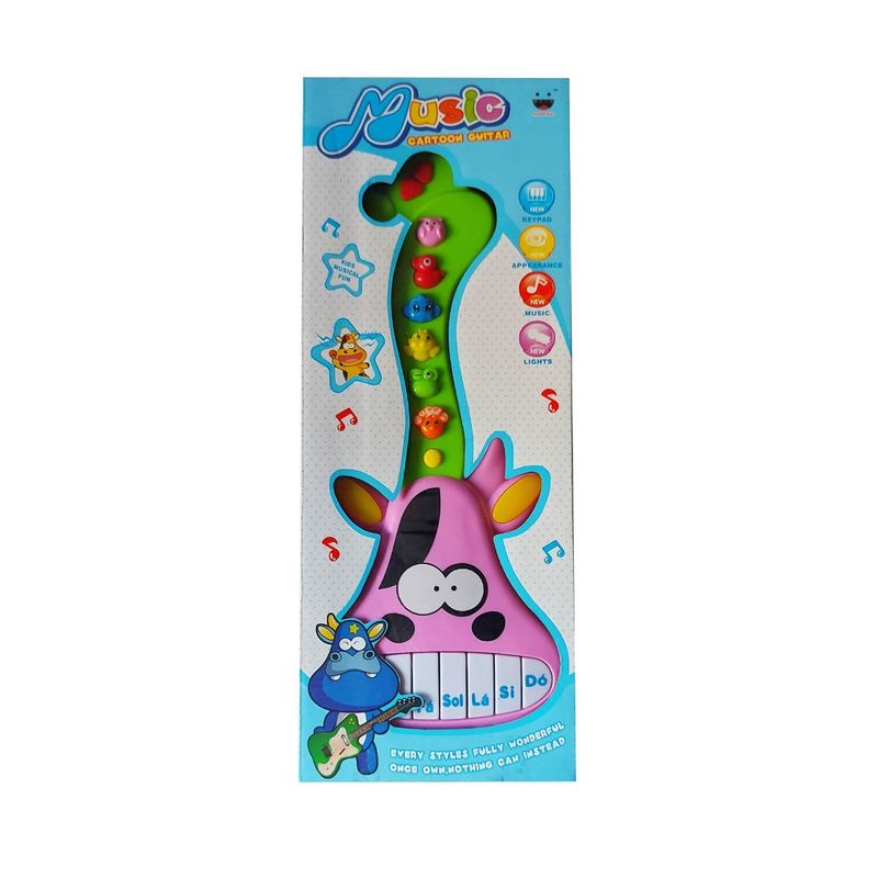 Jucarii, Copii si Bebe - Jucarii si jocuri - Jucarii de rol - Instrumente muzicale de jucarie - Chitara interactiv pentru copii cu butoane care emit diverse melodii, roz, 42 cm LTOY51 - Infinity.ro