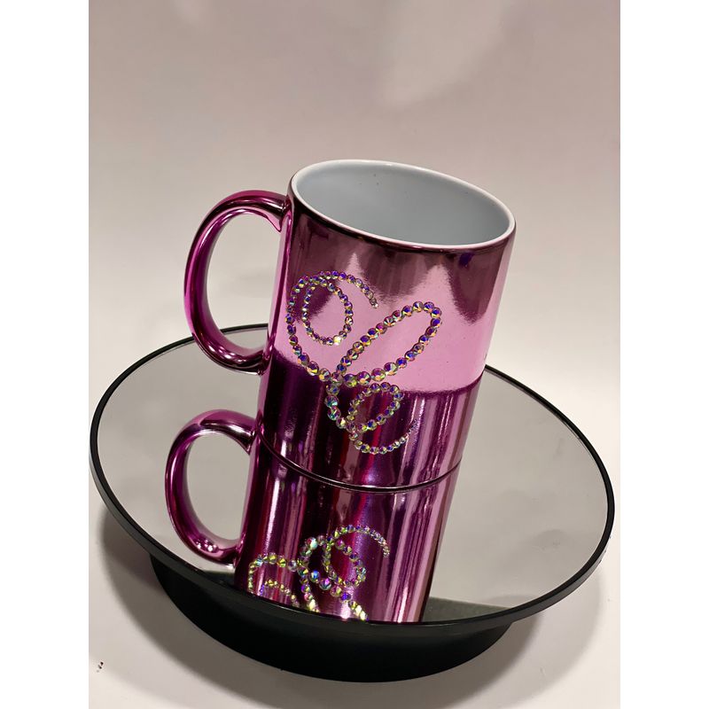 Casa si Gradina - Bucatarie si vesela - Cani si pahare - Cani si cesti - Cana personalizata cu cristale initiala , 325 ml - Infinity.ro