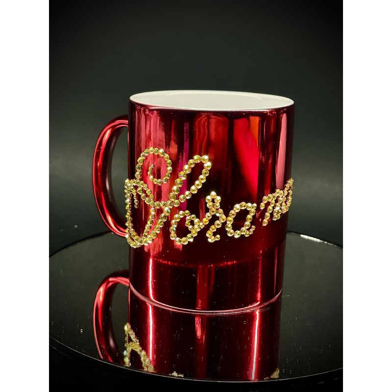 Casa si Gradina - Bucatarie si vesela - Cani si pahare - Cani si cesti - Cana personalizata cu cristale rosu lucios, oglinda , 325 ml - Infinity.ro