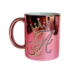 Casa si Gradina - Bucatarie si vesela - Cani si pahare - Cani si cesti - Cana personalizata cu cristale, Initiala A, Roz chrome, 200 ml - Infinity.ro