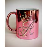 Casa si Gradina - Bucatarie si vesela - Cani si pahare - Cani si cesti - Cana personalizata cu cristale, Initiala A, Roz chrome, 200 ml - Infinity.ro