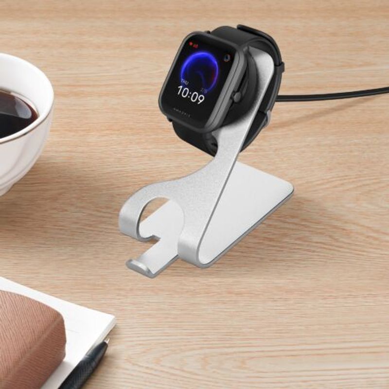 Laptop, Telefoane si Tablete - Wearables si gadgeturi - Wearables - Accesorii wearables - Docking stand pentru Huami Amazfit Bip U/Amazfit Pop Pro/Amazfit T-Rex Pro, Kwmobile, Negru/Argintiu, Metal, 58727.01 - Infinity.ro