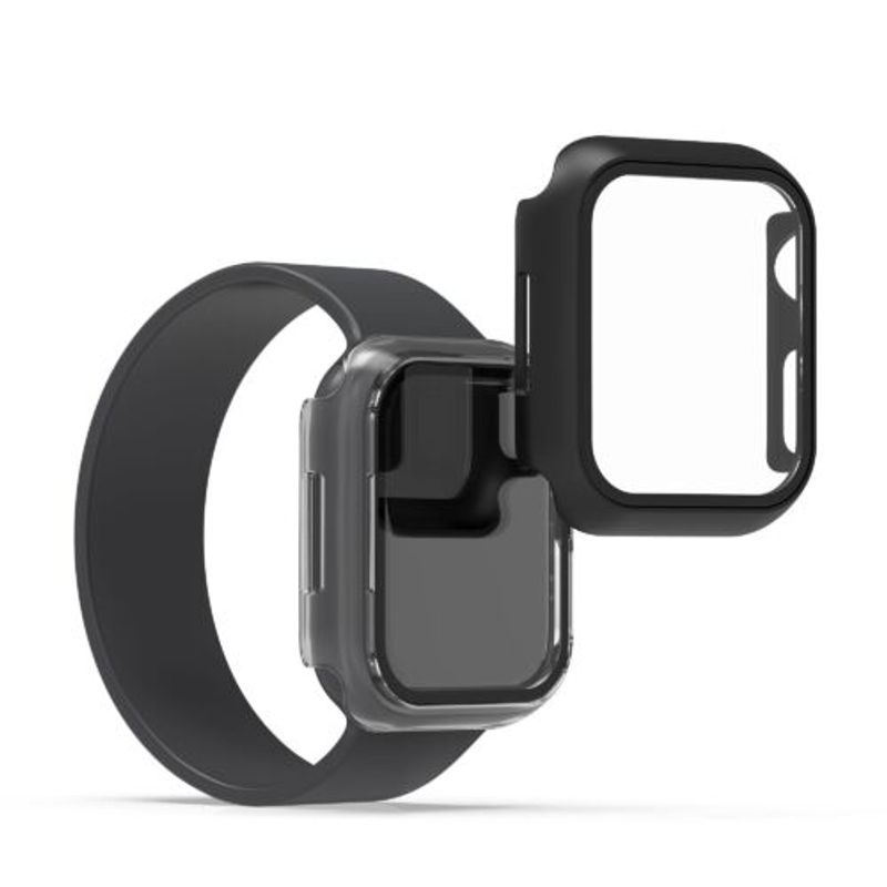 Laptop, Telefoane si Tablete - Wearables si gadgeturi - Wearables - Accesorii wearables - Set 2 Huse pentru Apple Watch 7 (41mm), Kwmobile, Sticla securizata, Negru/Transparent, 56540.01 - Infinity.ro