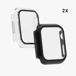 Laptop, Telefoane si Tablete - Wearables si gadgeturi - Wearables - Accesorii wearables - Set 2 Huse pentru Apple Watch 7 (41mm), Kwmobile, Sticla securizata, Negru/Transparent, 56540.01 - Infinity.ro