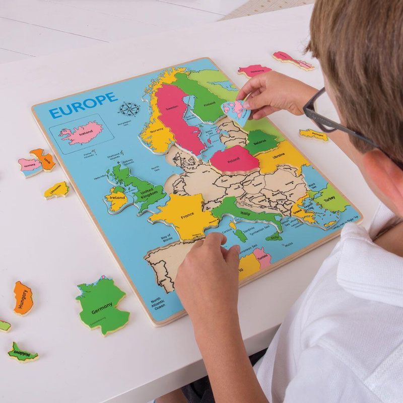 Jucarii, Copii si Bebe - Jucarii si jocuri - Jocuri si puzzle - Puzzle - Puzzle incastru harta Europei - Infinity.ro