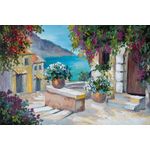 Casa si Gradina - Decoratiuni - Tablouri - Tablou canvas Casa, mare, flori, pictura 2, 60 x 40 cm - Infinity.ro