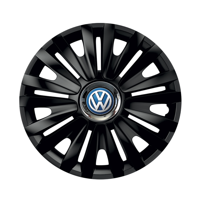 Auto si Moto - Anvelope si jante - Accesorii roti - Capace roti - Set 4 capace roti Negre Cu Inel Cromat Royal R14 pentru gama auto Volkswagen - Infinity.ro