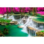 Casa si Gradina - Decoratiuni - Tablouri - Tablou canvas Cascada verde cu pomi roz, 105 x 70 cm - Infinity.ro