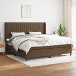 Casa si Gradina - Mobilier - Paturi si accesorii - Paturi - Pat box spring cu saltea, maro inchis, 200x200 cm, textil - Infinity.ro