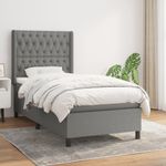 Casa si Gradina - Mobilier - Paturi si accesorii - Paturi - Pat box spring cu saltea, gri inchis, 90x190 cm, textil - Infinity.ro