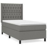 Casa si Gradina - Mobilier - Paturi si accesorii - Paturi - Pat box spring cu saltea, gri inchis, 90x190 cm, textil - Infinity.ro