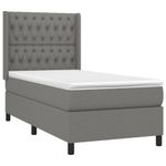 Casa si Gradina - Mobilier - Paturi si accesorii - Paturi - Pat box spring cu saltea, gri inchis, 90x190 cm, textil - Infinity.ro