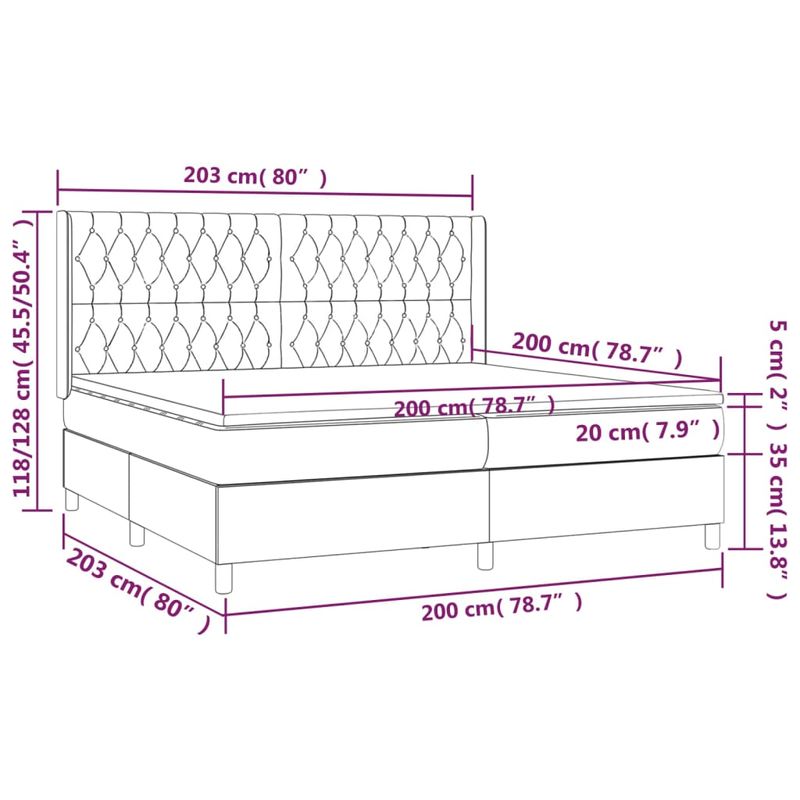 Casa si Gradina - Mobilier - Paturi si accesorii - Paturi - Pat box spring cu saltea, gri inchis, 200x200 cm, textil - Infinity.ro