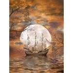 Casa si Gradina - Decoratiuni - Tablouri - Tablou canvas Corabie, luna, ocean, 40 x 60 cm - Infinity.ro