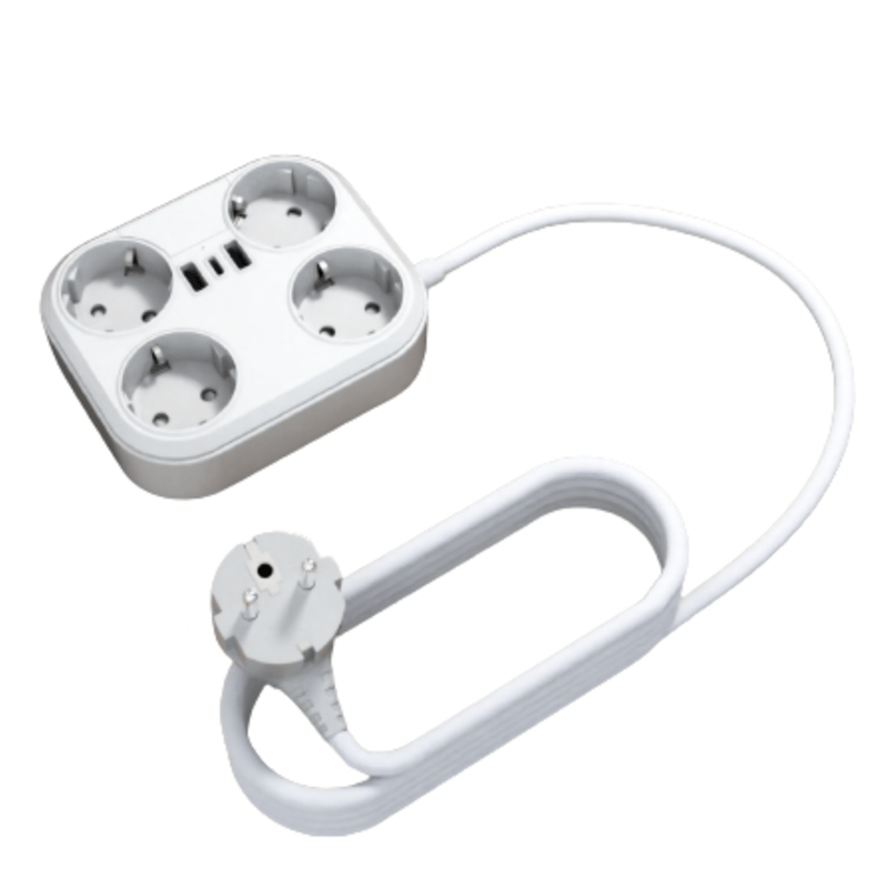 Casa si Gradina - Electrice - Accesorii electrice - Prelungitoare, triple, fise - Prelungitor 4000W max 16A cu 4 prize electrice, 2 prize USB, Type C, 1,8 m - Infinity.ro