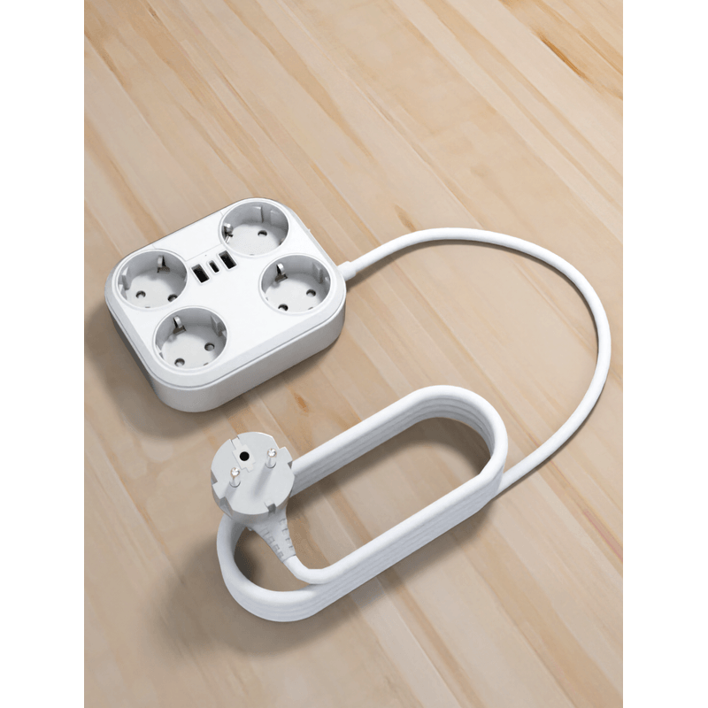 Casa si Gradina - Electrice - Accesorii electrice - Prelungitoare, triple, fise - Prelungitor 4000W max 16A cu 4 prize electrice, 2 prize USB, Type C, 1,8 m - Infinity.ro
