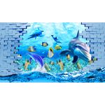 Casa si Gradina - Decoratiuni - Tablouri - Tablou canvas Delfin, recif, pesti, perete caramida, 60 x 40 cm - Infinity.ro