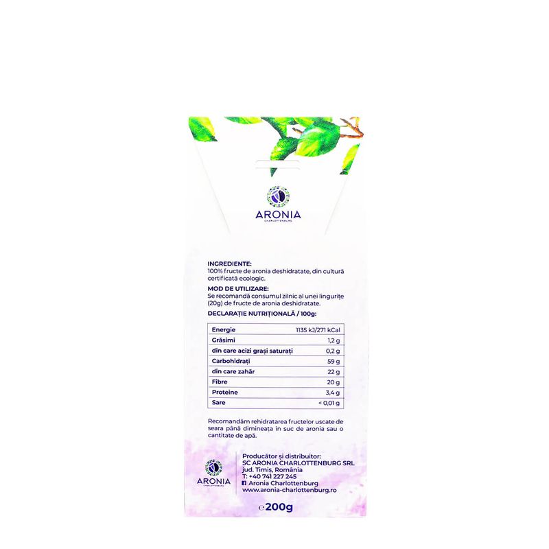 Market/Bacanie/Chipsuri si snacksuri/Fructe uscate - Fructe uscate de aronia ECO, 200 g - Infinity.ro