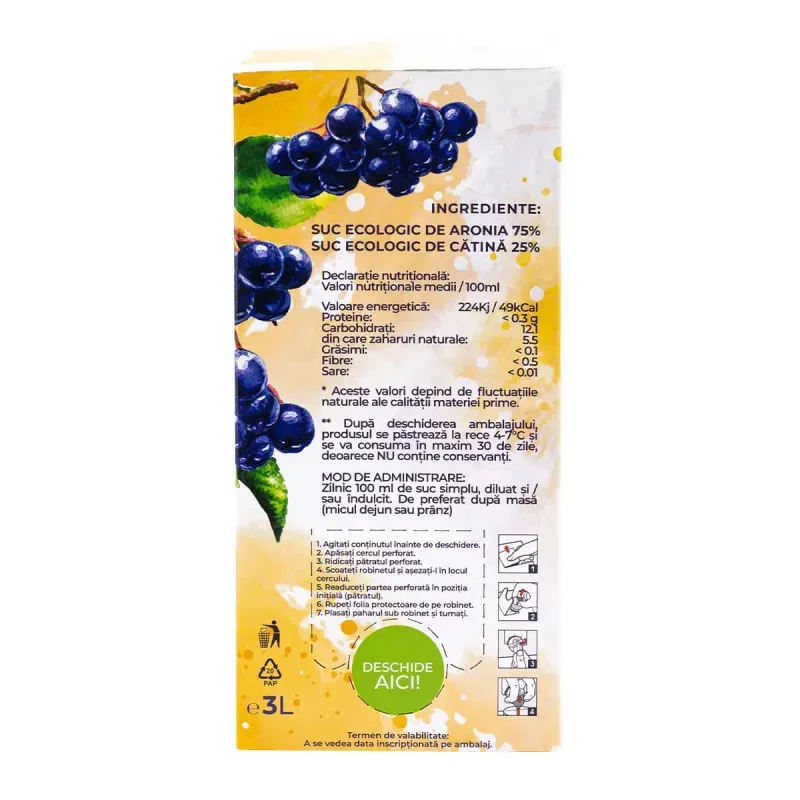 Market - Bauturi - Bauturi non-alcoolice - Bauturi necarbogazoase - Suc aronia si catina ECO, 3 l - Infinity.ro